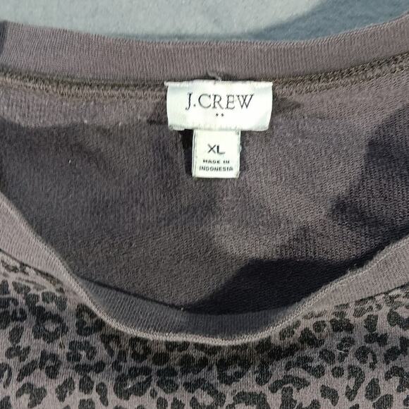 J.Crew Women’s XL Leopard Print Sweatshirt Gray Black Pullover Top Casual - Picture 4 of 7